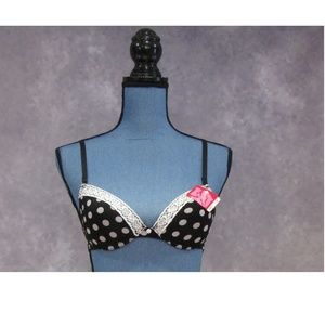 NEW CoCo Secret Black Gray Polka Dot Bra 32B